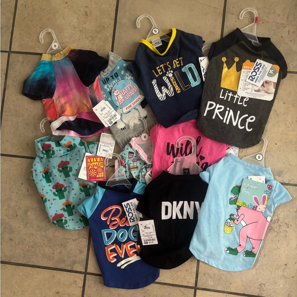 NWT Assorted Graphic Pet Shirts Small - Colorful Mix 20 total